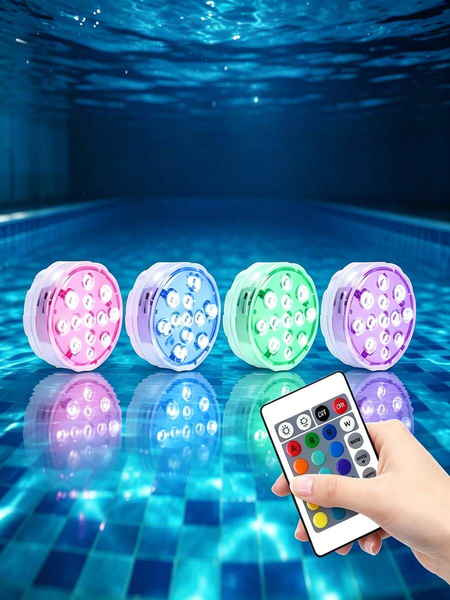 Remote Control Pool Lights, Color Changing Pool Lights (For Above Ground Pools), Battery Powered Submersible LED Lights, Suitable For Ponds, Bathtubs, Hot Tubs, Parties, Christmas Decoration