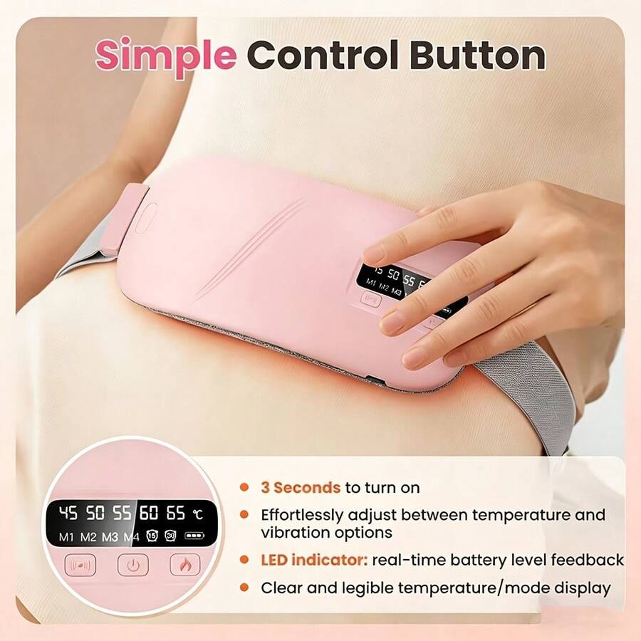 Bantalan Pemanas Menstruasi Portabel Isi Ulang USB, Sabuk Pemanas Elektrik untuk Perut dan Punggung Bawah, Sabuk Pijat Penghangat untuk Pinggang dan Perut, Bantalan Pemanas Portabel dengan Pijat Getar
