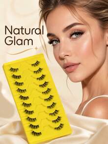 10 Pairs Half Lashes Natural, Slender, Thick Eyelashes, Enlarged Eyes, Light And Easy To Use, Reusable, Essential For Lazy People, Daily Commuting, No Abruptness In The Eyes Fake Lashes - View 10