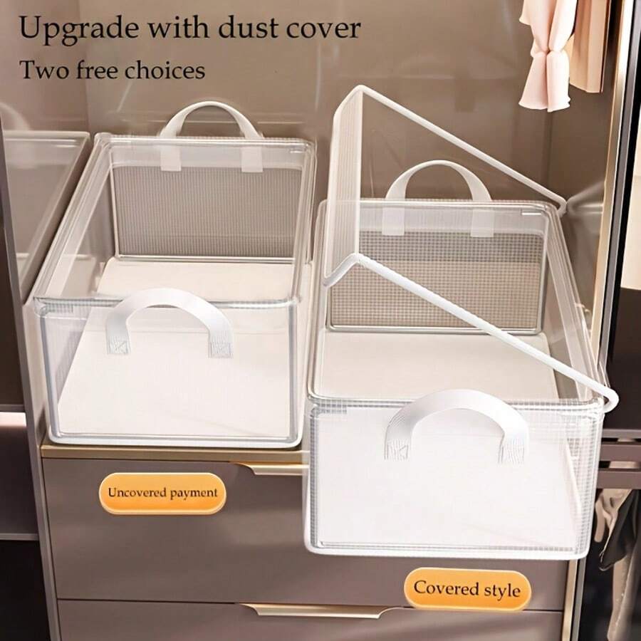 1pc Transparent Handbag Storage Box, Space-Saving Closet Organizer, Portable Dust-Proof Bag Storage Box, Can Store Handbags, Backpacks, Wallets, Dresses, Women's Clothing And Accessories, Multi-Purpose Suitable For Snacks, Kitchen, Bathroom, Dorm And Travel Use - Multicolor - View 1