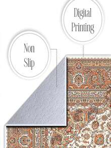 Digitally Printed Non-Slip Washable Runner And Area Rug Living Room Carpet, Modern Design | Modern, Scandinavian, Bohemian And Classic Styles | 100% Polyester - Red - View 3