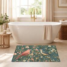 1pc Vintage Floral & Bird Pattern Printed Faux Cashmere Kitchen Mat, Absorbent Kitchen Floor Mat, Kitchen Rug, Long Runner Mat, Sink Front Mat, Suitable For Kitchen, Bathroom, Entryway, Hallway, Laundry Room And Home Decor - Multicolor - View 9