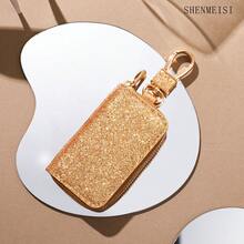 AD 1PC Car Key Bag Remote Control Key Chain Anti Lost Buckle Shiny Leather Decoration Men's And Women's General Motors Hanging Decoration Key Protection Cover Storage Bag - PU Key Pouch - View 4