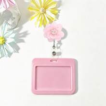 1 Set Handmade Multi-Layer Crystal Flower Retractable Badge Reel With Horizontal ID Card Holder, Featuring Shiny Faux Pearls, Gift For Doctors, Nurses, Teachers, Students, Office Staff - A - View 8