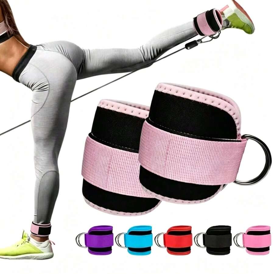 1/2pcs Ankle Strap Resistance Band With D-Ring, Adjustable Elastic Ankle Cuff For Home, Gym And Leg Training - Multicolor - View 1