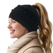 1pc Women's Winter Warm Knitted Hat, Suitable For Skiing, Running, Ice Skating, Traveling, Camping And Other Outdoor Activities - Multicolor - View 3