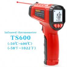 1pc Digital Infrared Thermometer Gun Non-Contact Laser Temperature Meter 12:1 Adjustable Emissivity High/Low Alarm MAX Lock °C/°F - Black - View 7