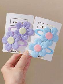 10pcs Multi-Color Floral Hair Clips Cute Princess Children Fabric Hair Accessories Non-Damaging Hair Clips For Daily Use - Multicolor - View 3