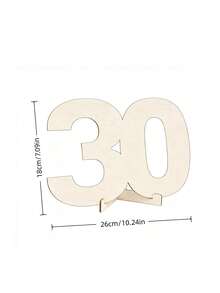 1件手工木製賀卡附堅固底座，18、20、30、40、50、60、70歲里程碑生日與週年紀念賓客簽名簿，木製藝術數字立牌，生日裝飾，生日禮物 - 彩色 - 查看 19