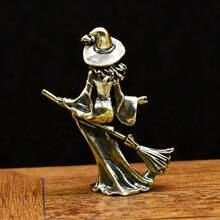 1pc Brass Material Creative Broom Moon Statue Ornament, Suitable For Living Room Desktop Home Decor Wizard Statue - Multiple Styles - View 5