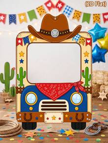 1pc Western Cowboy Photo Backdrop Cloth,Cowboy & Truck Pattern Christmas Photo Booth Banner,Photo Frame Backdrop,Party Background Cloth,Birthday Decorations,Babyshower Decorations,Western Cowboy Party Decorations - Multicolor - View 7