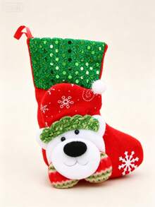 1pc Christmas Stocking, Hanging Gift And Candy Bag, Santa Claus Snowman Reindeer Bear Designs, For Home Decor Lovers, Fireplace Mantel And Christmas Tree Decoration, Holiday Party Favor, Festive Gift Wrap - Multicolor - View 15