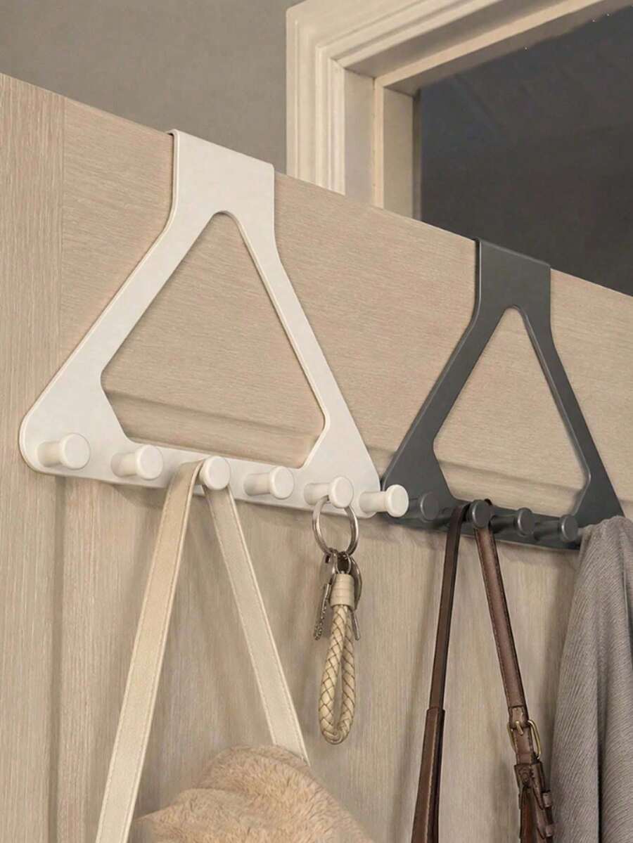 1pc Large Upgraded Triangle Door Hook, Over-The-Door Coat Rack, Thickened Plastic Material, Strong Stability, Great Load-Bearing Capacity, Suitable For Hanging Clothes, Bags, Keys, Hats - View 1