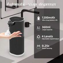 DONASIRA 1pc New 360ml Capacity Touchless Wall-Mounted Electric Smart Infrared Automatic Soap Dispenser, No-Press Foam Liquid Dispensing Pump/Portable Hand Soap Bottle/Kitchen Bathroom Accessory - View 3
