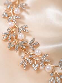 1pc Women's Pearl Alloy Rhinestone Headband, Bridal Wedding Princess Hair Accessory, Suitable For Party, Birthday, Ceremony, Valentine's Day Gift - Gold - View 5