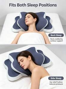 1pc Ergonomic Memory Foam Butterfly Neck Pillow With C-Shape/Dual Height Adjustment, Comes With Transparent Support Cover, Suitable For Side, Back And Stomach Sleeping Positions, Perfect For Light Sleepers And Insomniacs, Travel Pillow, Home Sleep Pillow For Back To School - One Size Fits All - View 3