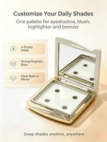 chéeryep 4-Grid Magnetic Makeup Palette, DIY Empty Magnetic Color Palette, Replaceable 4-Grid Storage Box - Magnetic Storage Disc 4 - View 3