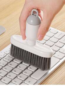 1pc Multi-Functional Computer Cleaning Brush, Soft Bristle Brush, Keyboard Cleaning Brush, Corner Gap Dusting Brush, Suitable For Windows, Small Corners, Bed, Sofa, Etc. - Light Gray - View 8