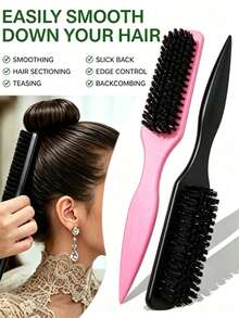 1pc Side Comb, Professional Hair Brush, Suitable For Smooth Ponytail And Braid Styling, Pointed Tail Styling Tool, Applicable For Loose Hair And Side Waxed Bangs - Multicolor - View 2