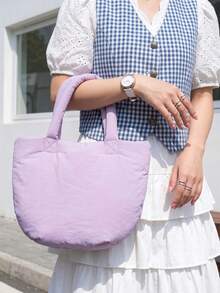 Pastoral Style New Large Capacity Handbag Commuter Cloud Bag - Purple - View 3