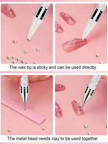 2pcs Diamond Painting Dual-Ended Rhinestone Pen + 1pc Rhinestone Applicator Tool - Acrylic Handle Dual-Tip Wax Crayon, Diamond Painting Tools With Tweezers, Ideal For Picking Up Diamonds And Pearls, Suitable For DIY Nail Art And Jewelry Decoration Projects. - 1pc White - View 3