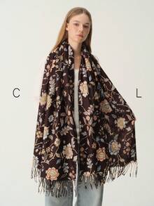 1pc Women's Floral Small Print Elegant Elegant Sweet Fashion Versatile Polyester Scarf For All Seasons Daily Wear - Brown - View 10