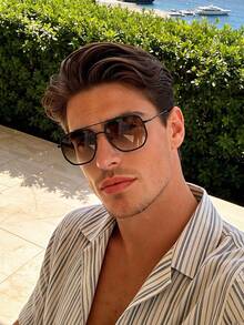 1 Pair Men's Fashion Aviator Frame Sunglasses, Perfect Blend Of Minimalist Design And Comfortable Wear, Suitable For Travel, Driving, Outdoor Activities, Fits All Face Shapes - Multicolor - View 5