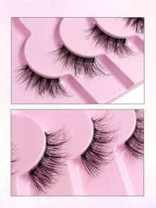 7 Pairs Half Lashes Clear Band Natural False Eyelashes Reusable, Lightweight & Comfortable Corner Eyelashes Soft &Wispy, Perfect For Daily Wear - Black - View 6