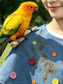 1pc New Bird Shoulder Cape, Parrot Anti-Scratch Training Interactive, Anti-Bite Black Wind, Easy To Clean Protective Bird Shoulder Perch, All Season Use (Button Color Random) - View 8