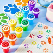 Dog Paw Stamps 6/12pcs Self-Inking Mini Stamps For Kids, Colorful Mixed Stamp Set, Party Favors, Suitable For Classroom, Party, Educational Learning Activities - Multicolor - View 4