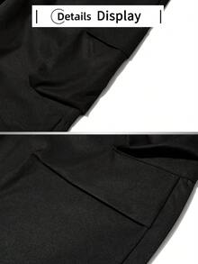 Men's Autumn Curved Leg Long Pants, Multi-Pocket Sports Pants With Drawstring Elastic Waist, Loose Barrel Leg Casual Pants For Daily Commute, Sports, Parkour, Gift For Boyfriend - Black - View 7
