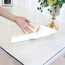 1pc 0.25Mm PVC High-End Transparent Table Mat Transparent Tablecloth Table Mat Protective Film 65 Degree Beveled Edge Deburring And Heat Resistant Soft And Smooth Thickened Desktop Protector Suitable For Home Hotel Dining Table Tablecloth Tea Table - Transparent - View 8