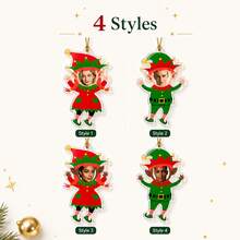 Custom Photo Christmas Ornament, Personalized Red Green Holiday Tree Hanging Decor, Festive Christmas Character Style, Customized Picture Keepsake, Customizable Christmas Decorations, Christmas Party Decor, Holiday Gift Accent, Christmas Gift 2026 - Multicolor - View 3