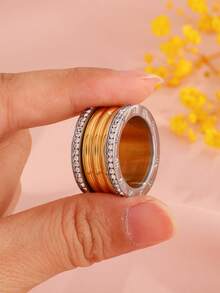 rakol 1pc Minimalist Stainless Steel Roman Numeral Decoration Closed Ring, Suitable For Women Daily Wear - Multicolor - View 3