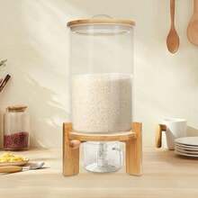 Vintoro Rice Dispenser Grain Container5L/7.5L Cereal Storage Dispenser With Valve - Airtight Glass Container For Rice, Grain & Dry Food, Transparent Body For Easy Content Check, Suitable For Kitchen Pantry Organization, Ideal For Storing Oats, Quinoa, Flour - Clear - View 3