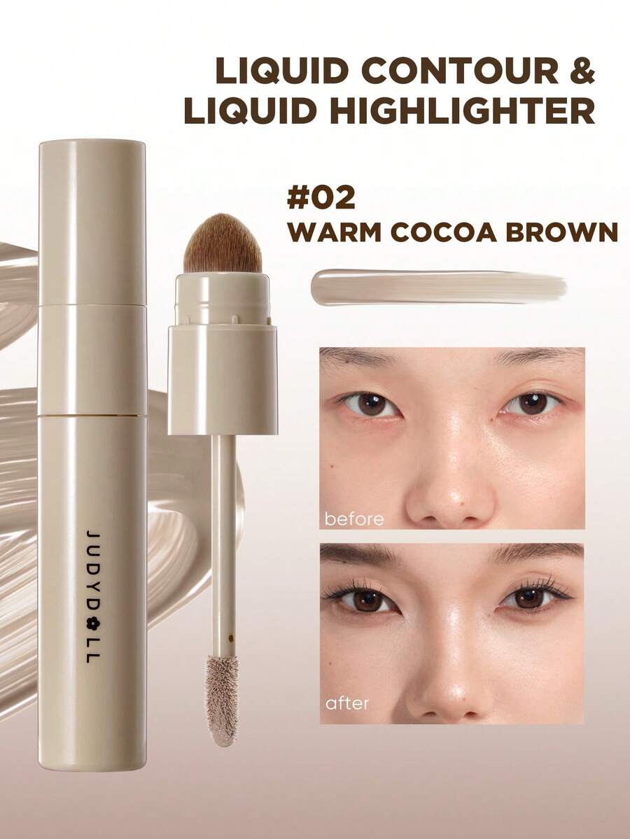 JUDYDOLL Orange Blossom Highlighting And Contouring Liquid, Brightening Makeup Stick, Contouring High Shine Shadow - Ideal For Beginners, Gifting, Dates, Travels - Kontur #02 Hangat - View 1