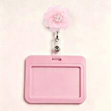 1 Set Handmade Multi-Layer Crystal Flower Retractable Badge Reel With Horizontal ID Card Holder, Featuring Shiny Faux Pearls, Gift For Doctors, Nurses, Teachers, Students, Office Staff - A - View 11