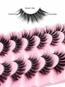 Sibeuna 7 Pairs Faux Mink Eyelashes False Eyelashes Crossed Natural Makeup Thick Dramatic Messy Eye 3D Curly Eyelashes - Black - View 4