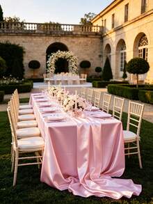 1pc Satin Rectangular Tablecloth, Smooth Fabric Tablecloth Suitable For Wedding, Party, Birthday Table Decoration, 57.09" X 104.33" (Approx. 145 X 265cm), Multi-Color - Multicolor - View 5