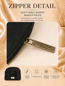 Gucci 貝殼造型化妝包,21*15cm,1件,柔軟布料大容量,適合旅行與日常使用,可收納各種化妝配件 - 黑色 - 查看 7