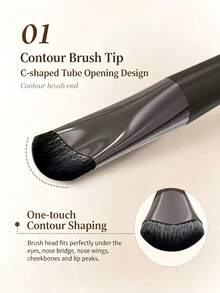 BAILIFOREVER 1/2pcs Dual-Ended Contour Brush/Highlighter Brush Dual-Ended Makeup Brush - Mocha Brown - View 3