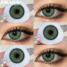 AMARA 1 Pair Color Contact Lenses For Eyes Brown Colorcon Lenses Cosmetics Blue Colored Lenses Cosmetic Eye Lens Yearly Use - Green - View 4
