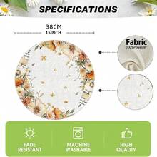 1/4/6pcs Autumn Collection Warm Orange Floral Butterfly Wreath Hand-Painted Pattern Placemats, Made Of Polyester Fiber, Suitable For Home Kitchen Table Decoration And Party Scene Decoration - Multicolor - View 8
