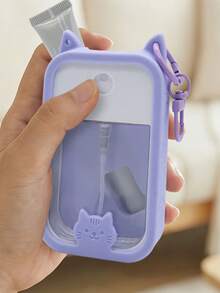 1pc Silicone Cute Cat Two-In-One Hand Sanitizer Perfume Packaging Bottle Protective Cover For Outdoor Storage Multifunctional Spray Bottle Silicone Cover Compatible With T Ouchlan D With Hook For Easy Carrying - Multicolor - View 7