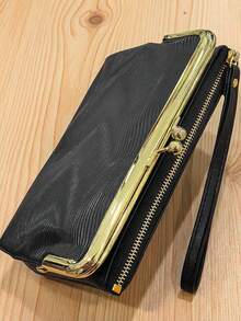 Dompet Clutch Panjang Multifungsi dengan Resleting yang Dapat Dilepas, Model Terbaru untuk Wanita, Tempat Kartu, Hadiah Liburan - Hitam - View 6