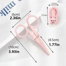 1pc Mini Folding Scissors With Safety Cover, Portable Small Pocket Travel Paper Cutter For DIY Crafts Journaling, Cute Student Stationery - Multicolor - View 11