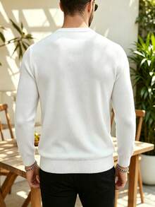 ALTZTAR Men's Round Neck Long Sleeve Knit Top - White - View 2