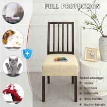 1/4/6pcs Dining Chair Covers, Flannel Jacquard Chair Covers, Removable And Washable Furniture Protection Covers, Suitable For Dining Room, Living Room, Bedroom And Office Home Decor - Small Round 05 - View 5