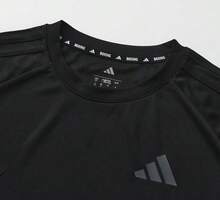 Adidas 夏季新款快乾透氣舒適休閒運動男士短袖健身T恤 - 黑色 - 查看 5