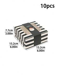 5pcs/10pcs Christmas Striped Window Boxes, Red & Green Christmas Snack Boxes With Santa Claus Tree And Merry Christmas Labels, Holiday Square Gift Boxes, Party Favor Packaging - View 16